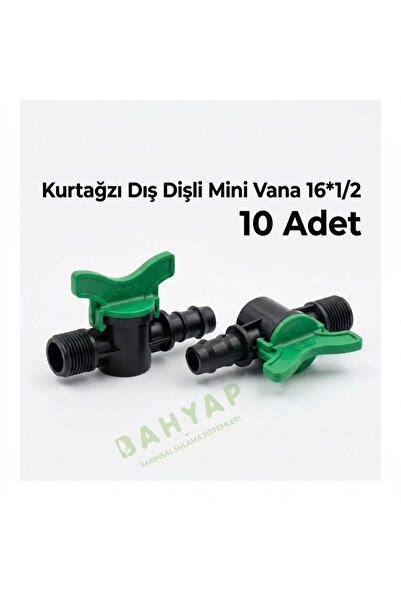 Bahyap Damlama Sulama Kurtağzı 16x1/2 Dış Dişli Mini Vana (10 Adet)