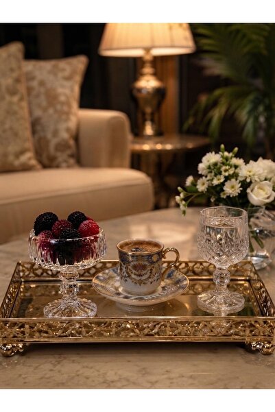 DİBA AVM Luxury 6-Piece Footed Glass Crystal Turkish Delight Serving Bowl, Uk...