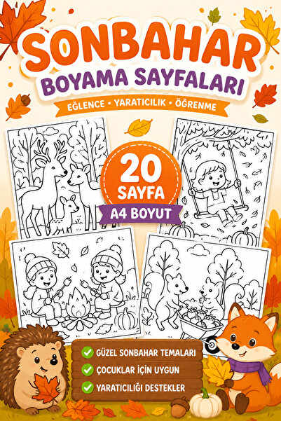 Organik Yolda Autumn Coloring Pages, (20 Pages A4 Size).