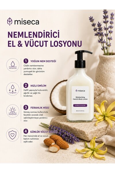 miseca Moisturizing Hand and Body Lotion 200 ml |   Fast Absorbing Light Texture