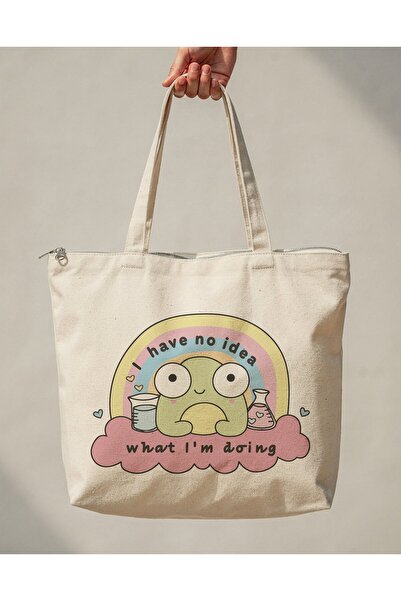 buzagi tasarım ürünleri No Idea Zippered Lined Gusseted Canvas Bag 35 X 40 cm