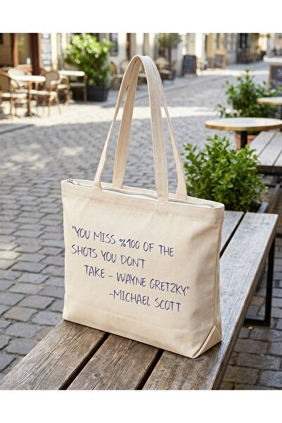 buzagi tasarım ürünleri The Office Zippered Lined Gusseted Canvas Bag 35 X 40 cm