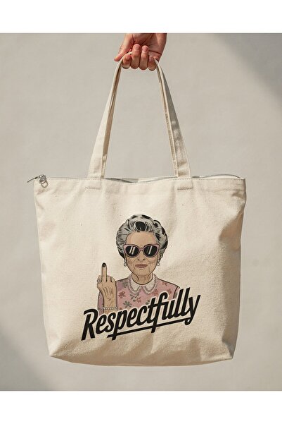 buzagi tasarım ürünleri Respectfully Zippered Lined Gusseted Canvas Bag 35 X ...