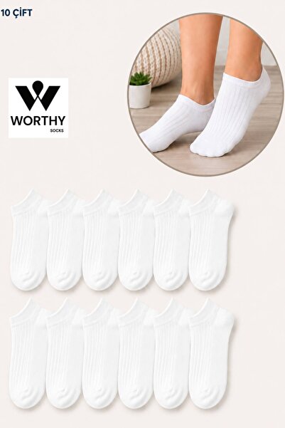 WORTHY SOCKS 10 пар жіночих коротких білих шкарпеток з підп'ятоком