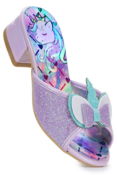 Kiko Kids Unibella Unicorn Kız Çocuk Topuklu Simli Abiye Terlik