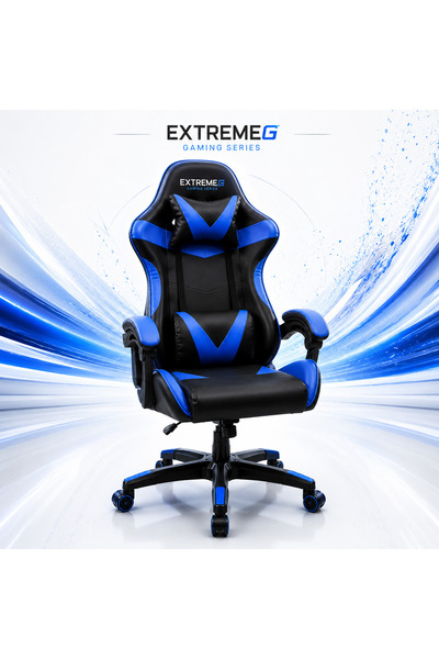 Zenga Scaun de gaming Extreme RX, piele sintetică, negru/albastru
