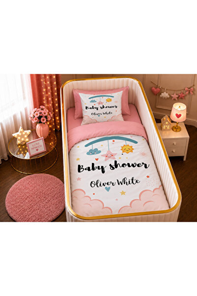 Fabeteks Baby Shower Single Digital Baby Duvet Cover Set