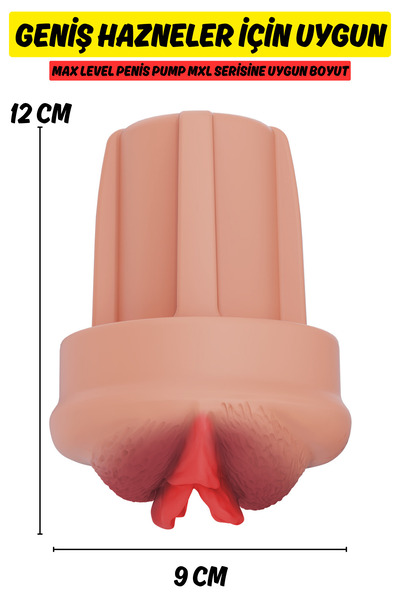 Erotica Pump Sleeve MXL - Hazneyi Kavrayan Büyük ve Geliştirilmiş Süper Gerçekçi Tırtıklı Doku Penis Pompası