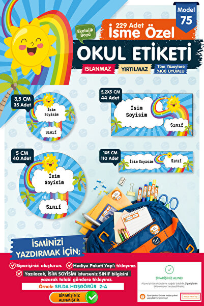 t tuğset etiket Okul Etiketi Kalem Defter Etiketi Özel Isim Yazılabilen Etike...