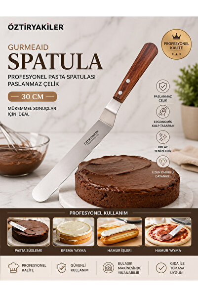 ÖZTİRYAKİLER Gurmeaid Spatula 30 cm Professional Cake Spatula Stainless Steel