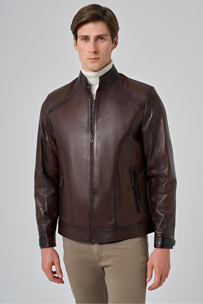 Morven Men's Brown New York Leather Coat