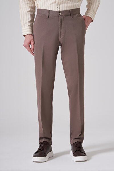 Morven Pantaloni chino din bumbac maro pentru bărbați, Trend Dynamic Fit