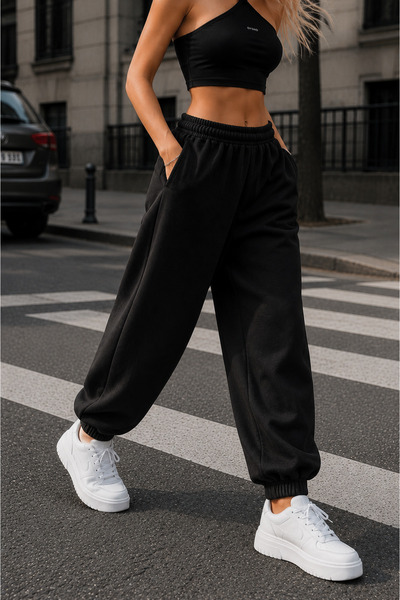 BSBSPOR Büyük Beden Jogger Geniş Paçası Lastikli Kadın Erkek Oversize Eşofman...