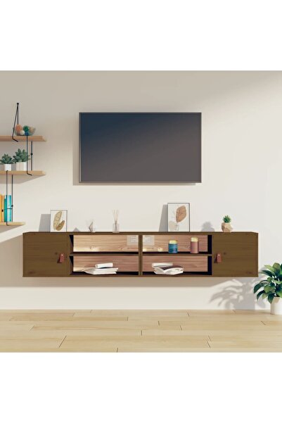Concept Dulapuri perete 2 buc. maro miere, 80x30x30 cm, lemn masiv pin