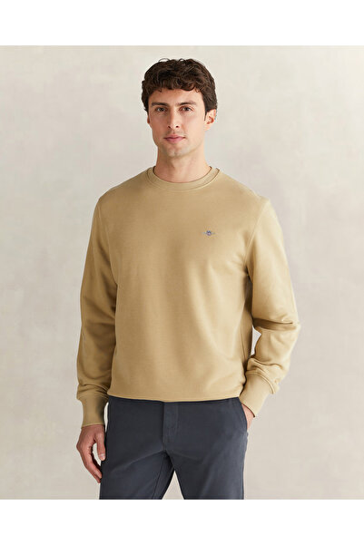 Gant Erkek Bej Regular Fit Bisiklet Yaka Sweatshirt