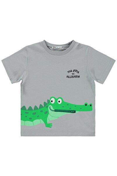 Civil Girls Tricou Civil Boys Timsah cu imprimeu pentru copii de 2-5 ani - Gri
