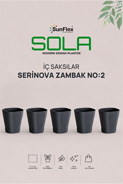 SUNFLEX Sola Dekoratif Saksılar ile Uyumlu Drenajlı İç Saksı