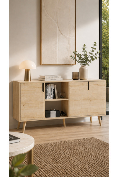 VM VERTEX MOBİLYA Latina Modern Konsol 3 Kapaklı 180 Cm Safir Meşe
