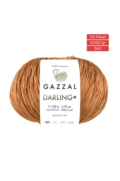 Gazzal Darling 100% Viscose Hand Knitting Yarn 5 Pack 500 Gr Shiny Soft Summer Knitting Yarn 563