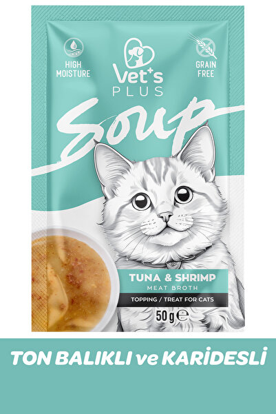 Vet's Plus Ton Balıklı ve Karidesli Kedi Çorbası 50gr (Tahılsız Sıvı Kedi Ödülü)