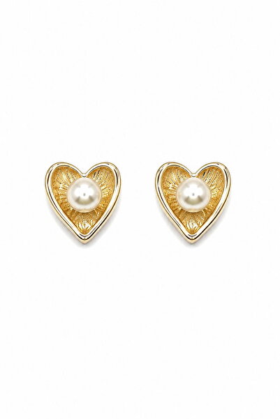 DEMOKAN Women's Earrings Tiny Pearl in the Middle Heart Earrings