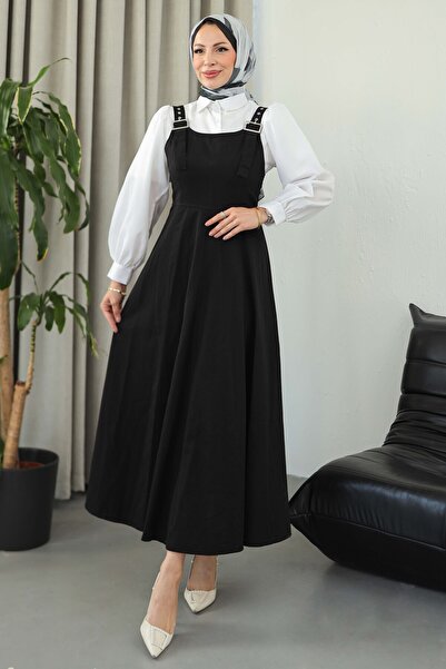 TOFİSA Askılı Gabardin Salopet - 27832-SIYAH