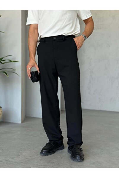 FO4RBS Km7080 Striped Fabric Trousers Black