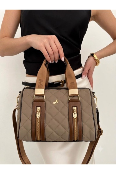 Miami Polo Club Miami Polo Club Quilted Cylinder Women's Shoulder Bag with Go...