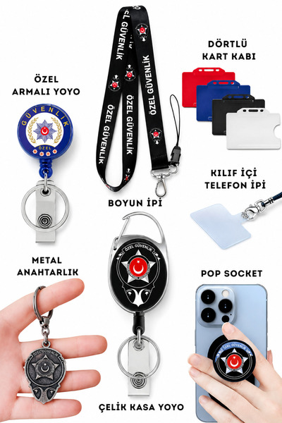 excarpin Özel Güvenlik Toplam On Parça Aksesuar Seti Metal Yoyo Telefon Tutuc...