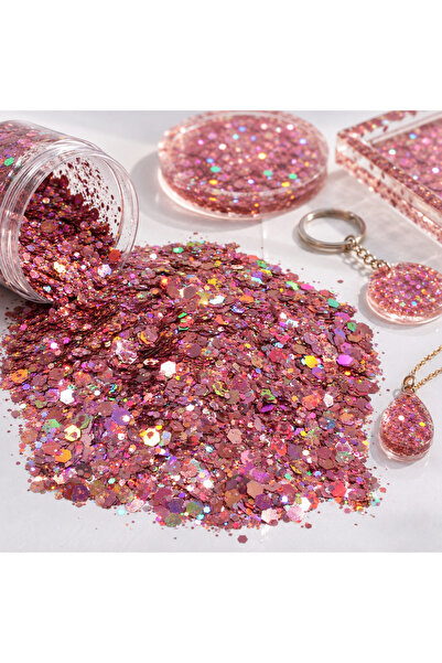 cnk craft shop Chunky Glitter 4gr Rose Holografik Epoksi Reçine Tırnak Makyaj...