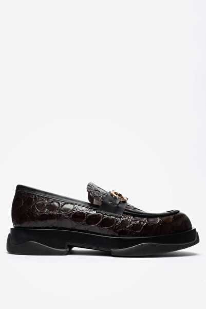 Dericlub Men's Buckle Loafer Shoes Genuine Leather Mc 22495 Brown