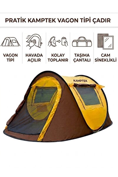 kamptek kamp teknolojisi Pratik Pop-Up Kamp Çadırı - 3 Kişilik Otomatik Kurul...
