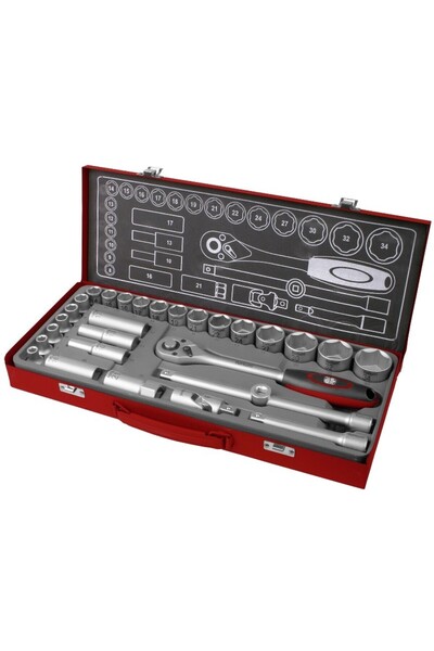 Extol Set of 29 socket wrenches, Extol, with 1/2" ratchet, CrV5