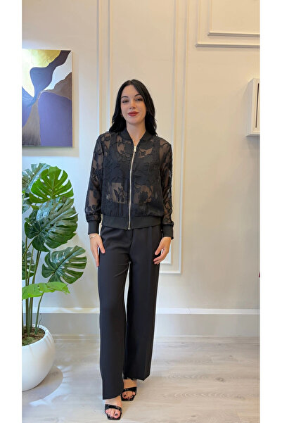 SHIN Butik SHIN Transparan Desenli Bomber Ceket