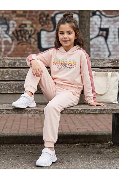 Civil Girls Kapşonlu 6-9 Yaş Eşofman Takımı - Pembe 7-8 Yaş