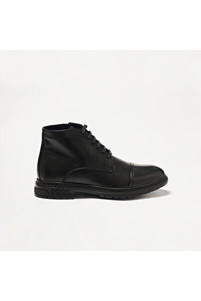 John May Men's Boots Og-351 Black Leather