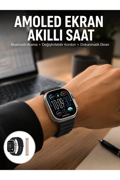 markentegra 49mm Akıllı Saat Amoled Ekranlı Kadın Erkek Kol Saati Plastik Kor...