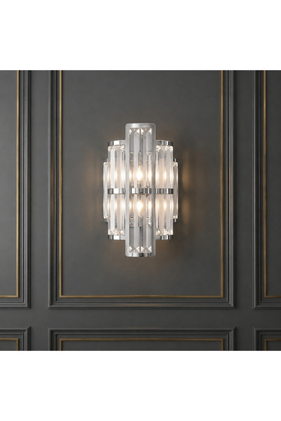 PareysHome Asya Gold LED Duvar Apliği Kristal Dekoratif Aplik Pilli Elektrikl...