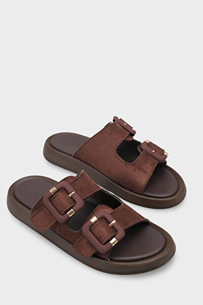 Capone Outfitters Madelene Flat-Toe Meal Two-Buckle Flat Heeled Women's Slippers