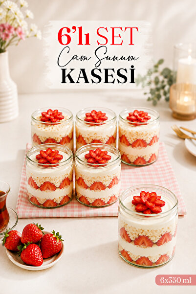 naturelove 6'lı Cam Magnolya Kasesi Seti – Puding Cup Dondurma Servis Sunum M...