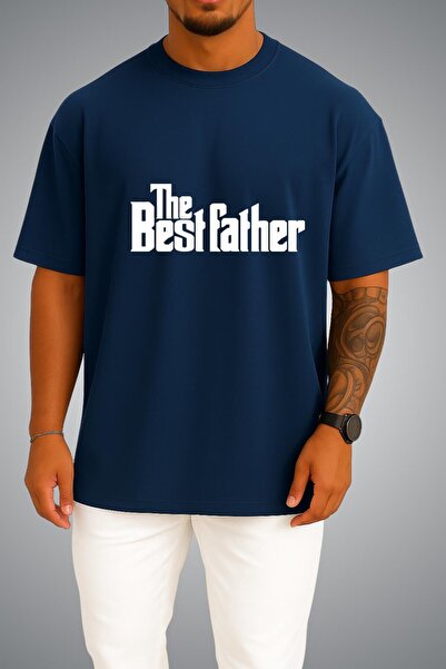 Bahriyeli Collection تي شيرت Thebest Father مطبوع على الصدر للجنسين مقاس كبير