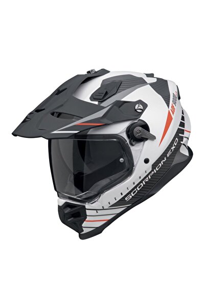 Scorpion ADF-9000 Air Feat Kapalı Motosiklet Kaskı Mat Beyaz Siyah Kırmızı