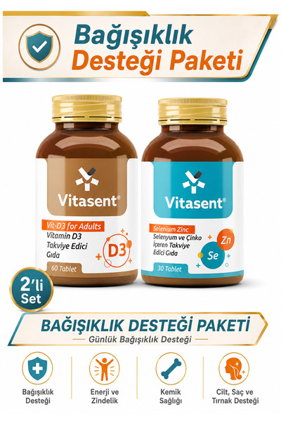 VİTASENT Bağışıklık Desteği Paketi – Vitamin D3, Selenyum & Çinko ile Enerji ...