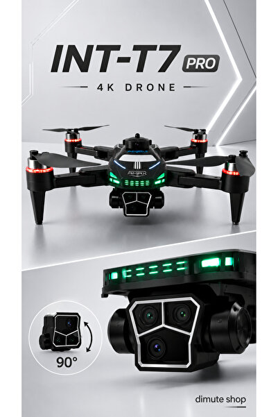 Dimute Shop Katlanabilir 4K Kamera Drone | Wifi Fpv, 360° Takla, Işık Sensörü INT-T7 PRO