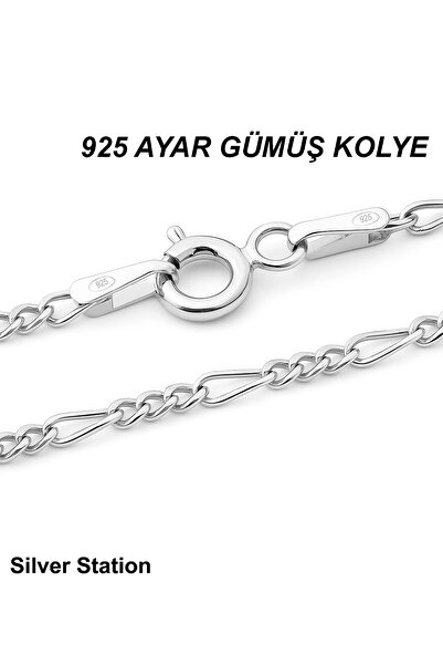 Silver Station 925 Ayar Gümüş Kolye - Figaro Zarif Zincir Kolye 40-45-50-55-6...