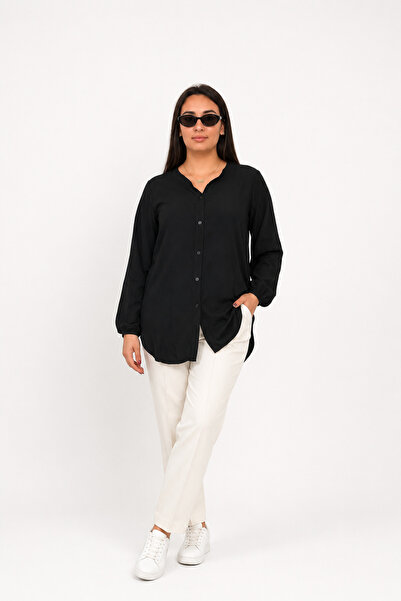 ELSEBUTİKTR Women's Comfortable Cut Cotton Viscose Tunic Shirt