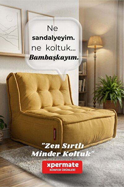 XPERMATE Sırtlı Pofidik Minder Koltuk Yer Koltuğu Sırt Destekli Oturma Minder...