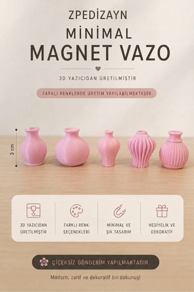 zpedizayn Magnet Saksı Buzdolabı Mıknatıslı Dekoratif Mini Saksı