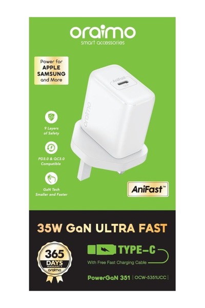 oraimo PowerGaN 351 35W GaN Ultra Fast Charger Kit