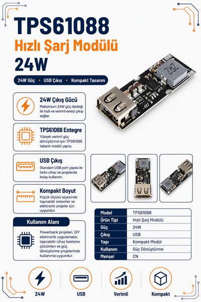 RobotikDepo TPS61088 Hızlı Şarj Modülü 24W